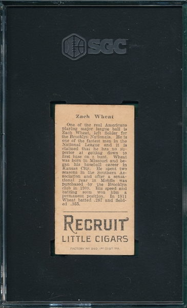 1912 T207 Wheat Recruit Little Cigars SGC 3