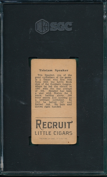 1912 T207 Tris Speaker Recruit Little Cigars SGC 1.5