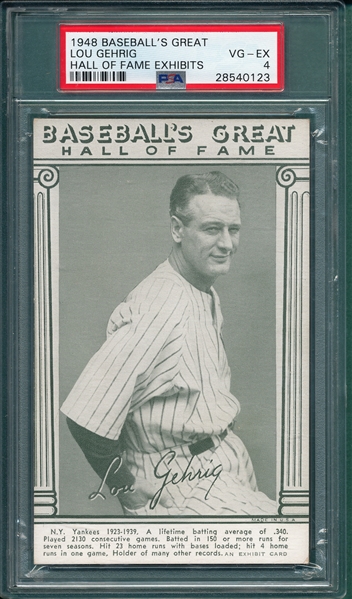 1948 Baseball's Great HOFers Exhibits PSA 4