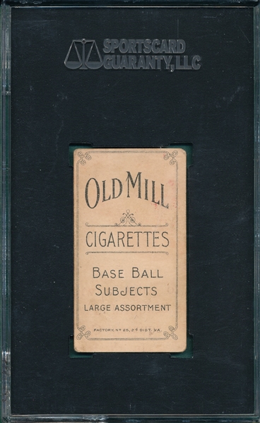 1909-1911 T206 McGraw, Portrait W/ Cap, Old Mill Cigarettes SGC 30