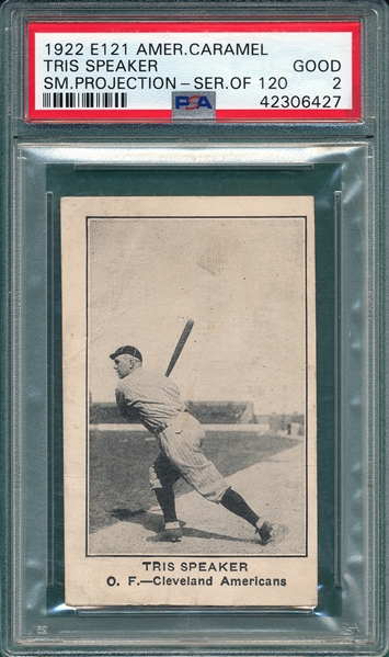 1922 E121-120 Tris Speaker American Caramel Co. PSA 2 *Small*