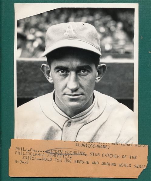 1931 Type 1 Photograph Mickey Cochrane, RMY Authentic