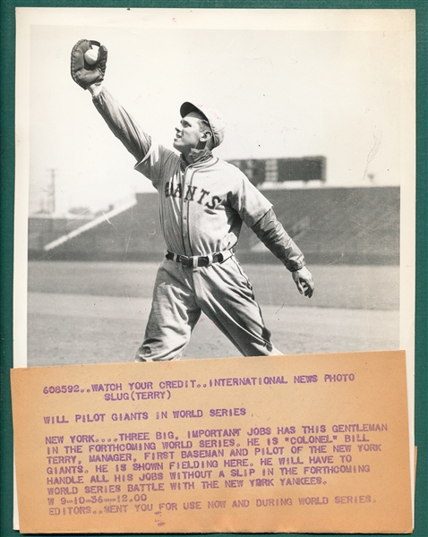 1933 Type 1 Photograph Bill Terry, RMY Authentic