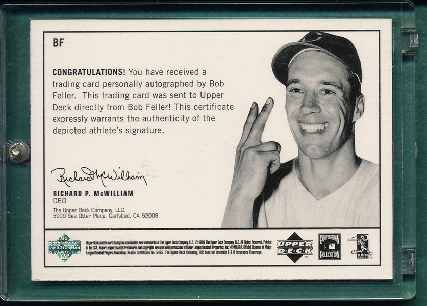 1999 UD Epic Signatures Bob Feller